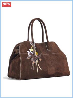 Extra Large Suede Leather Tote Bag Hand-Sewn Hobo Shoulder Handbag 17in